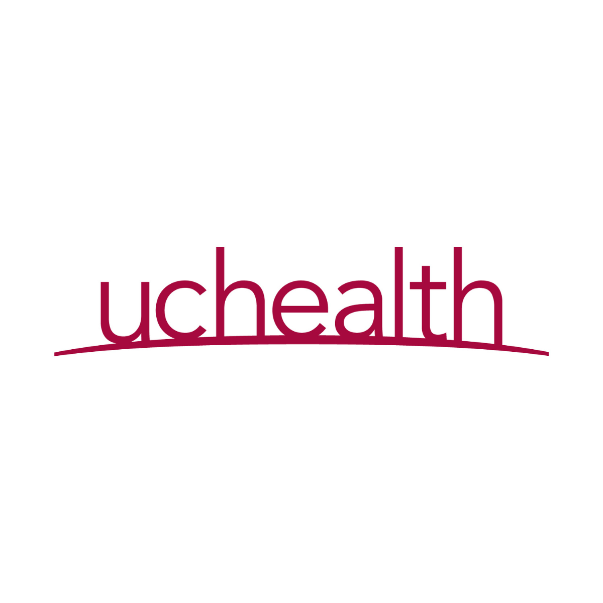 The image shows the "uchealth" logo in maroon lowercase letters, with a curved line beneath the word, all on a white background.