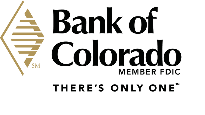 Bank of Colorado logo with a gold geometric emblem on the left and the text "Bank of Colorado MEMBER FDIC THERE'S ONLY ONE" in black on the right.