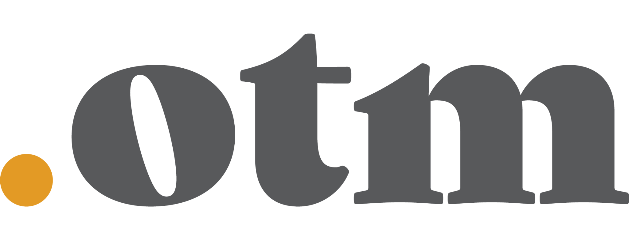 Logo with the text ".otm" in bold, dark gray lowercase letters. A solid orange dot is placed before the letters. The background is white.