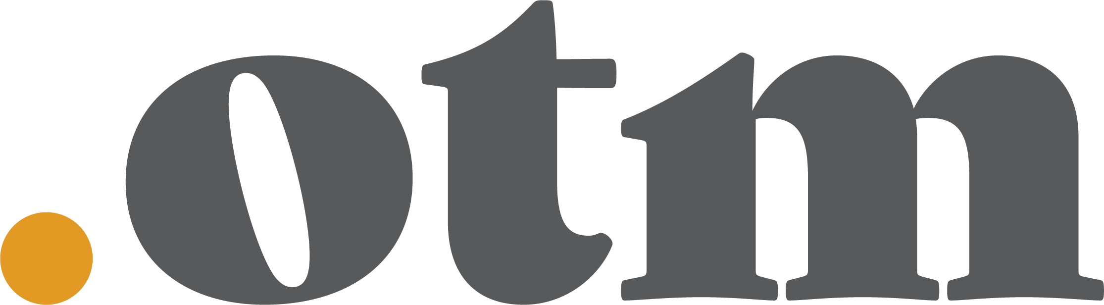 The image shows the text ".otm" in bold, dark gray lowercase letters, with a solid orange dot preceding the text on a white background.